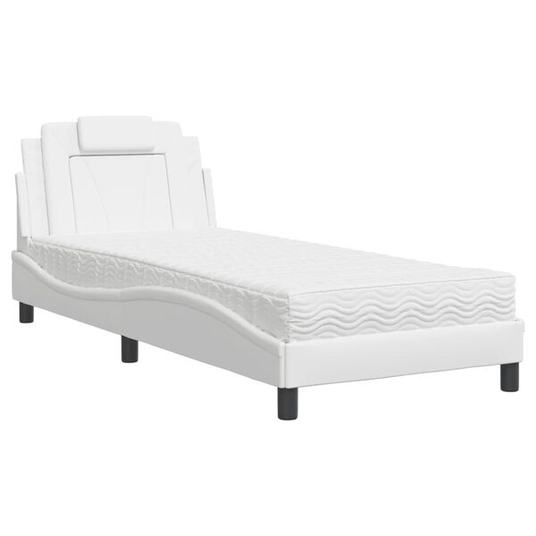 vidaXL Lit Viana avec matelas blanc 90x200 cm similicuir