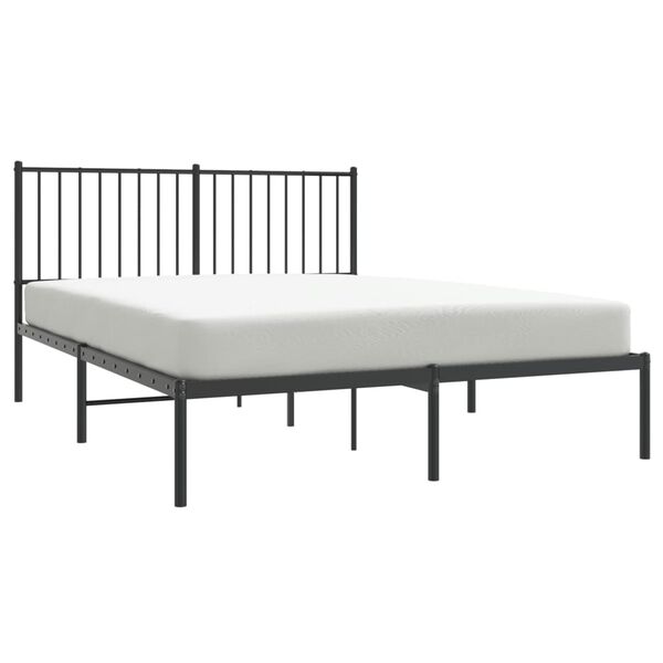 vidaXL Cadre de lit m&eacute;tal sans matelas avec t&ecirc;te de lit noir 140x190cm