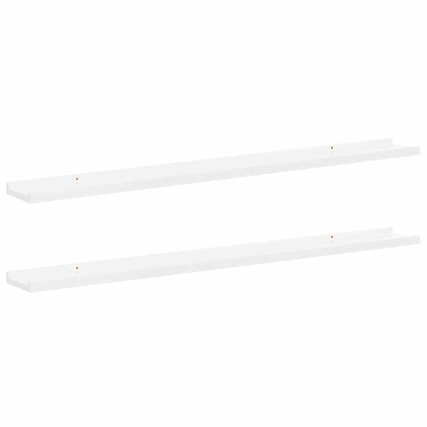 vidaXL &Eacute;tag&egrave;res murales 2 pcs Blanc brillant 100x9x3 cm