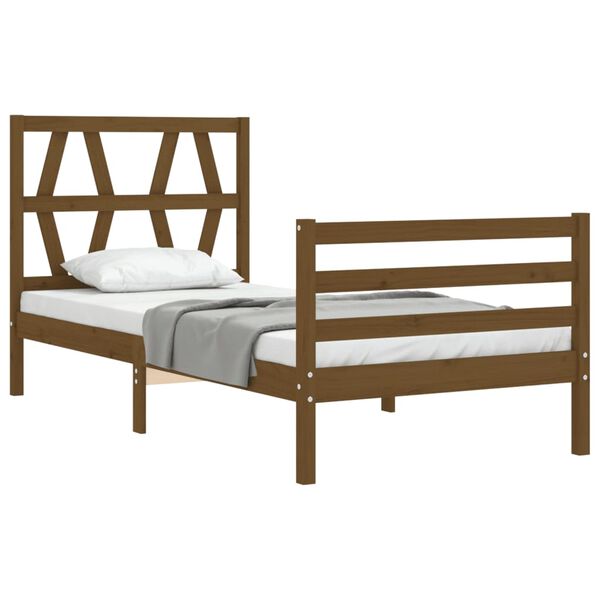 vidaXL Cadre de lit sans matelas marron miel bois massif