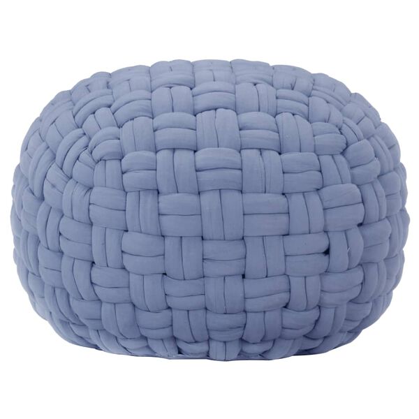 vidaXL Pouf Design tress&eacute; Bleu 50x35 cm Coton