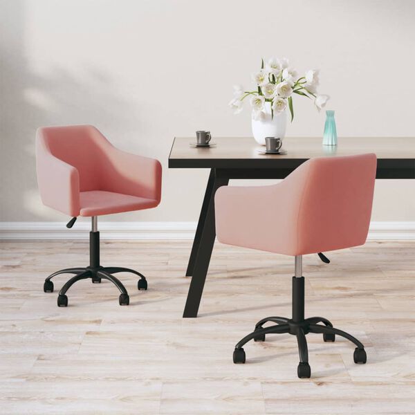 vidaXL Chaises pivotantes &agrave; manger lot de 2 Rose Velours