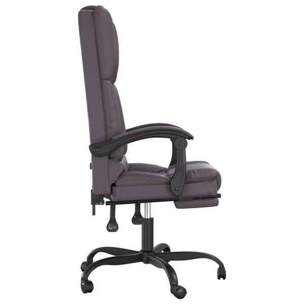 vidaXL Fauteuil de massage inclinable de bureau Gris Similicuir