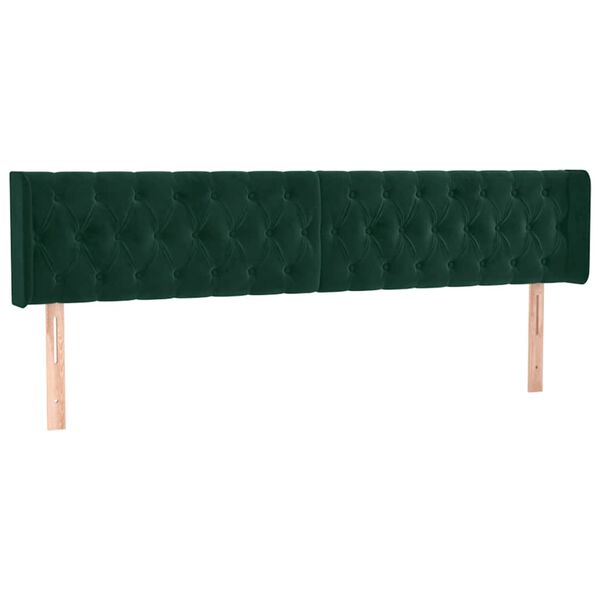 vidaXL T&ecirc;te de lit &agrave; LED Vert fonc&eacute; 183x16x78/88 cm Velours