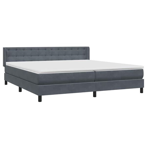 vidaXL Sommier &agrave; lattes de lit et matelas gris fonc&eacute; 180x210cm velours