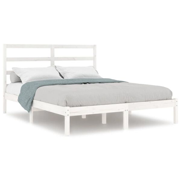 vidaXL Cadre de lit sans matelas blanc 120x190 cm bois massif