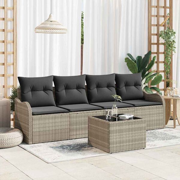 vidaXL Ensemble de canap&eacute; de jardin 5 pcs Gris clair et gris fonc&eacute;