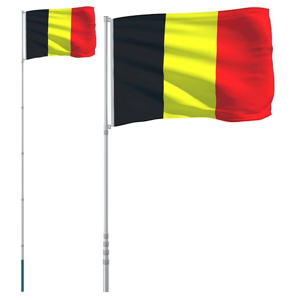 vidaXL Drapeau de la Belgique et m&acirc;t 5,5 m Aluminium