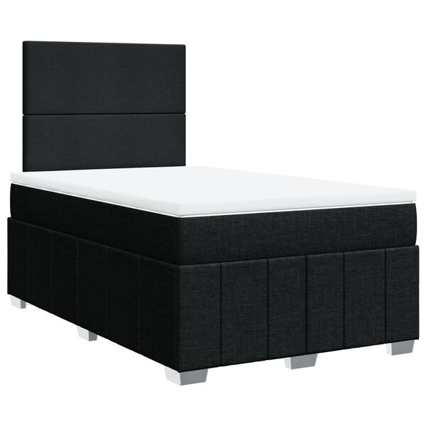 vidaXL Sommier &agrave; lattes de lit avec matelas Noir 120x200 cm Tissu