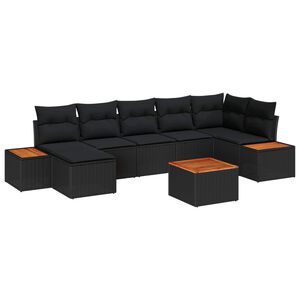 vidaXL Ensemble de canap&eacute; de jardin 8 pc 7-Nombre de places Noir