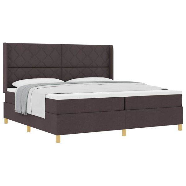 vidaXL Lit à ressorts avec matelas Marron foncé 200 x 200 cm tissu