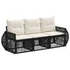 vidaXL Ensemble de canap&eacute; de jardin 3 pcs Noir et blanc cr&egrave;me