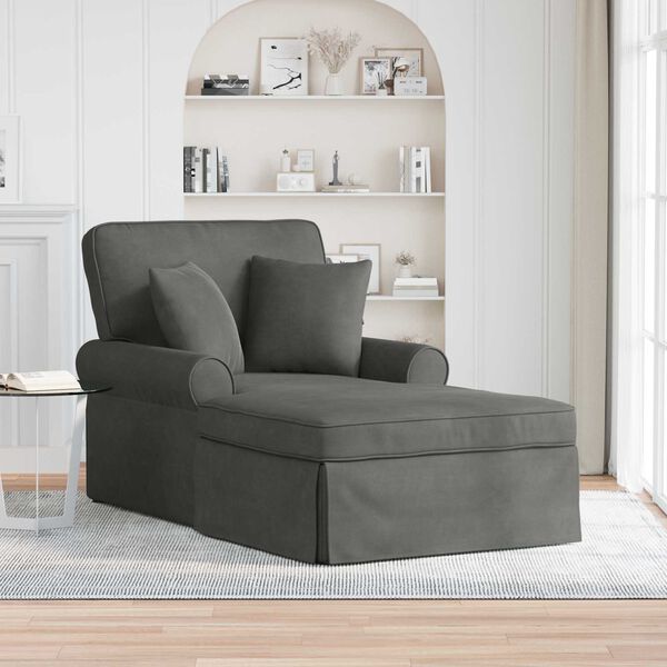 vidaXL Chaise lounge avec jupe avec coussin 3 pcs Gris fonc&eacute;