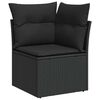 vidaXL Salon de jardin avec coussins 9 pcs noir r&eacute;sine tress&eacute;e acacia