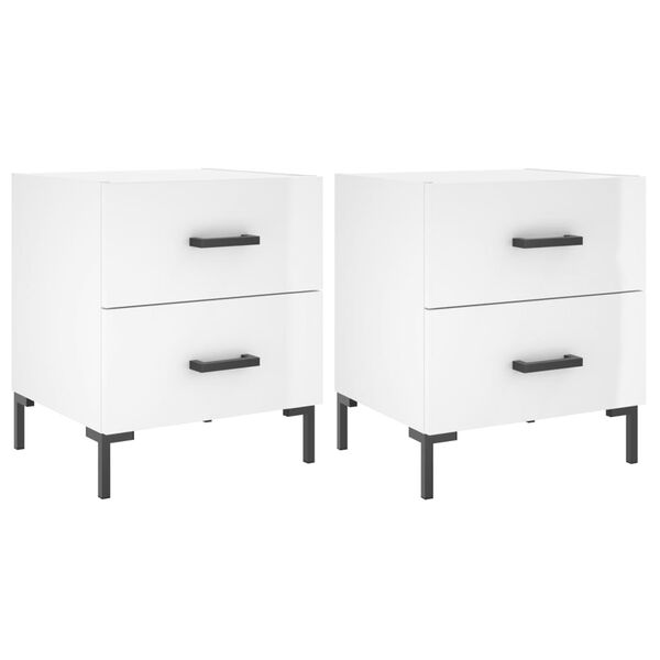 vidaXL Tables de chevet 2 pcs blanc brillant 40x35x47,5 cm