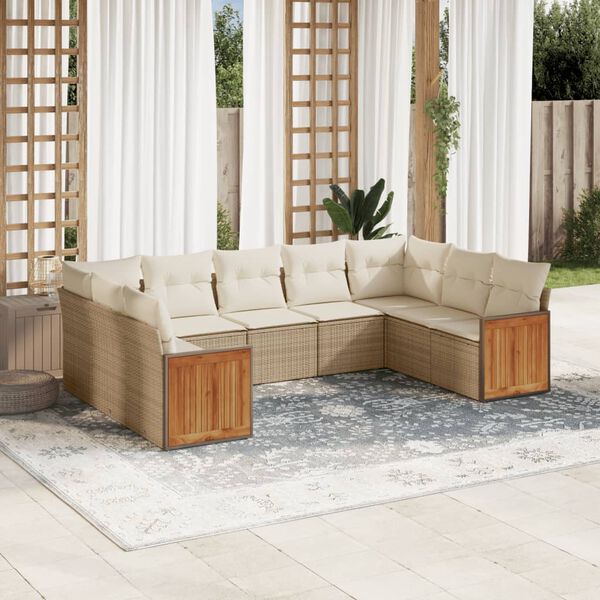 vidaXL Salon de jardin 9 pcs avec coussins gris r&eacute;sine tress&eacute;e