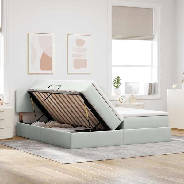 vidaXL Lit de Rangement avec matelas Gris clair 100 x 200 cm
