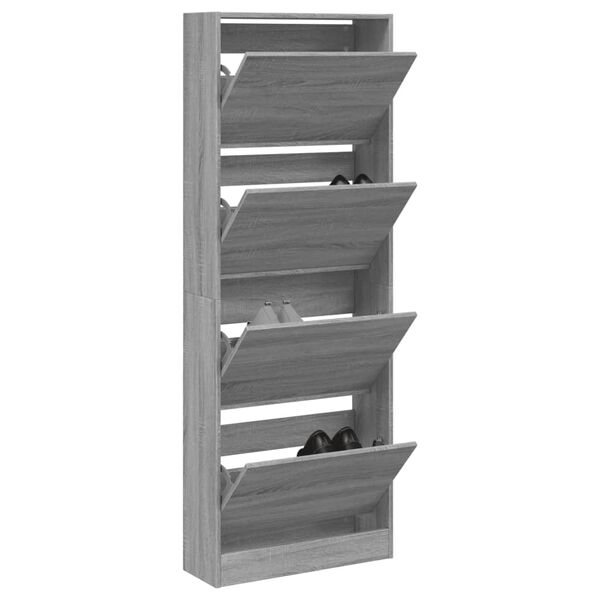vidaXL Armoire &agrave; chaussures sonoma gris 60x21x163,5 cm bois ing&eacute;nierie