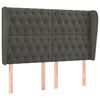 vidaXL T&ecirc;te de lit avec oreilles Gris fonc&eacute; 163x23x118/128 cm Velours