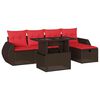 vidaXL Ensemble de canap&eacute; de jardin 6 pcs avec coussins marron r&eacute;sine tress&eacute;e