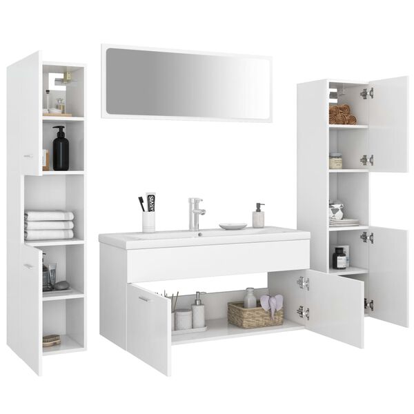 vidaXL Ensemble de meubles de salle de bain Blanc Agglom&eacute;r&eacute;
