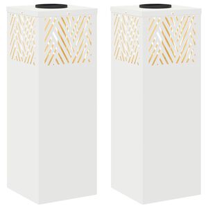 vidaXL Lumi&egrave;re de chemin LED solaire 2 pcs Blanc Acier lamin&eacute; &agrave; froid