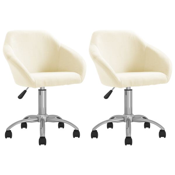 vidaXL Chaises pivotantes &agrave; manger lot de 2 cr&egrave;me tissu