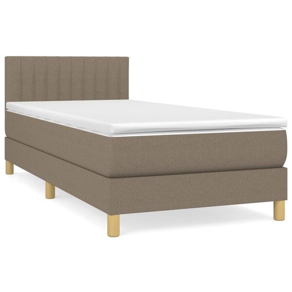 vidaXL Sommier &agrave; lattes de lit avec matelas Taupe 90x200 cm Tissu