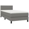 vidaXL Sommier &agrave; lattes de lit avec matelas Gris fonc&eacute; 100x200cm Tissu