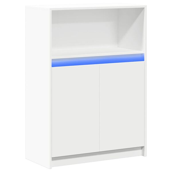vidaXL Buffet avec LED blanc 72x34x100 cm bois d'ing&eacute;nierie