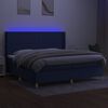 vidaXL Sommier &agrave; lattes de lit matelas et LED Bleu 200x200 cm Tissu