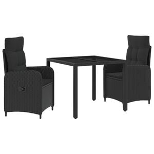 vidaXL Ensemble de repas ext&eacute;rieur 3 pc Noir polyrotin