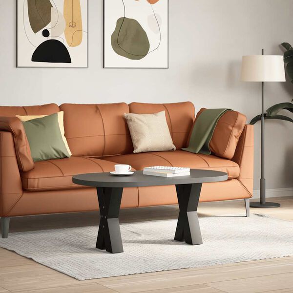 vidaXL Pieds de table basse en forme de X, 2 pi&egrave;ces, noir, 38 x (42-43) cm, acier