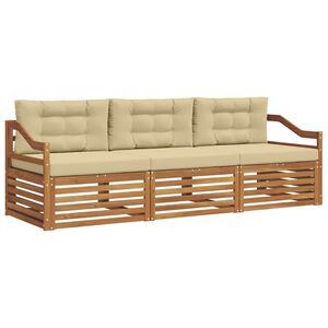 vidaXL Ensemble de canap&eacute;s d'ext&eacute;rieur 3 pcs Naturel et Beige