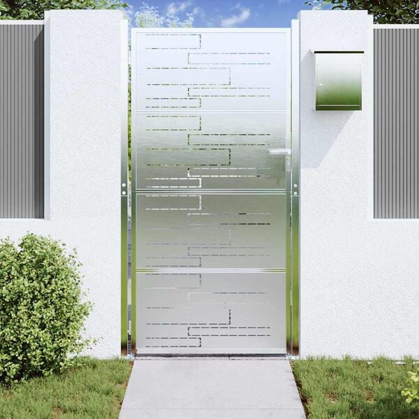 vidaXL Porte de Jardin Argent&eacute; 96 x 200 cm Acier inoxydable