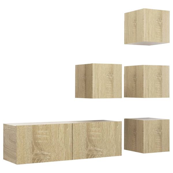 vidaXL Ensemble de meubles TV 5 pcs Chêne sonoma Bois d'ingénierie
