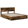 vidaXL Lit de Rangement Ch&ecirc;ne fum&eacute; 160 x 200 cm Bois d'ing&eacute;nierie