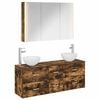 vidaXL Ensemble de mobilier de salle de bain 4 pc Ch&ecirc;ne fum&eacute;
