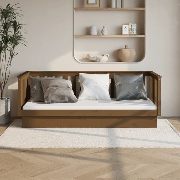 vidaXL Lit de jour sans matelas marron miel 100x200 cm bois pin massif