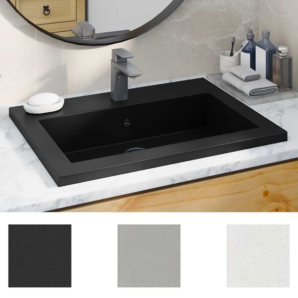 vidaXL Lavabo en granit 600 x 450 x 120 mm Noir