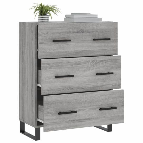 vidaXL Buffet sonoma gris 69,5x34x90 cm bois d'ing&eacute;nierie