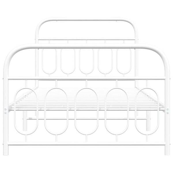 vidaXL Cadre de lit métal sans matelas et pied de lit blanc 100x190 cm