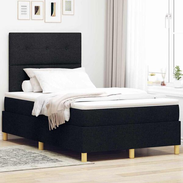 vidaXL Lit &agrave; ressorts avec matelas Noir 120 x 190 cm tissu