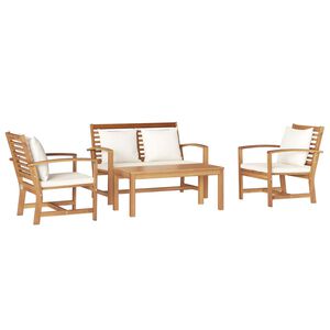 vidaXL Ensemble de canap&eacute; de jardin 4 pcs Naturel Bois de teck massif