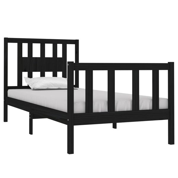 vidaXL Cadre de lit sans matelas noir 90x190 cm bois massif