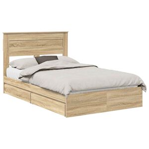 vidaXL Lit de Rangement Ch&ecirc;ne Sonoma 135 x 190 cm Bois d'ing&eacute;nierie