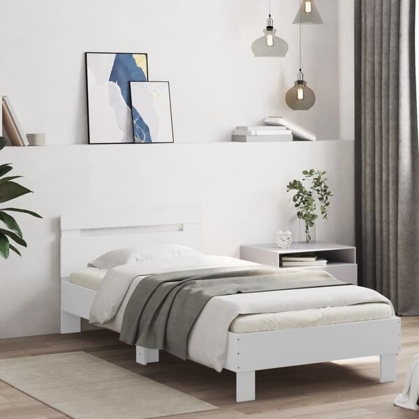 vidaXL Cadre de lit sans matelas avec lumières LED blanc 90x190 cm