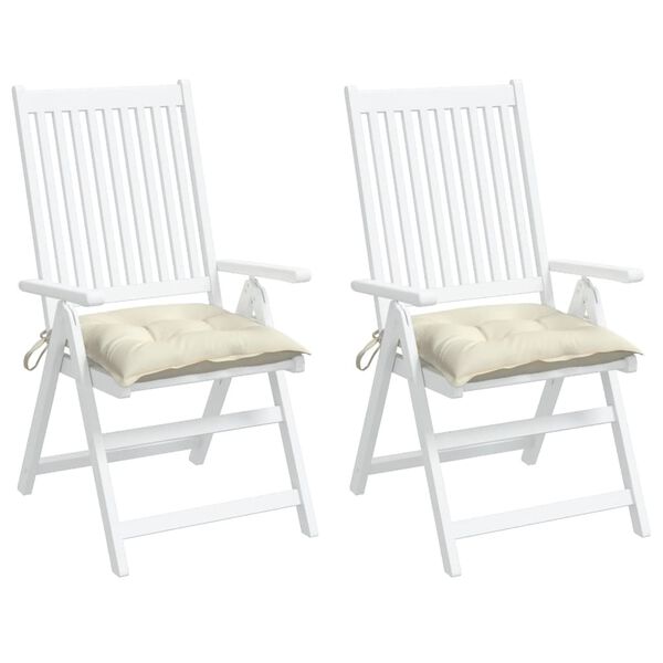 vidaXL Coussins de chaise lot de 2 blanc crème 50x50x7 cm tissu oxford