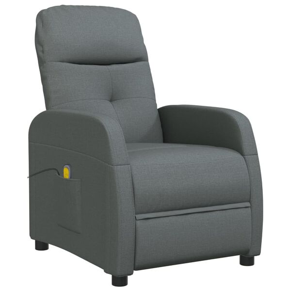 vidaXL Fauteuil de massage Gris fonc&eacute; Tissu