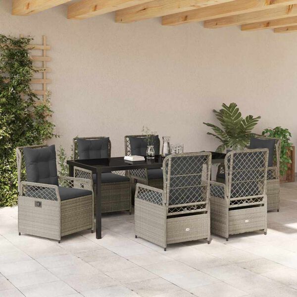 vidaXL Ensemble de salle &agrave; manger pour jardin 7 pcs Gris clair